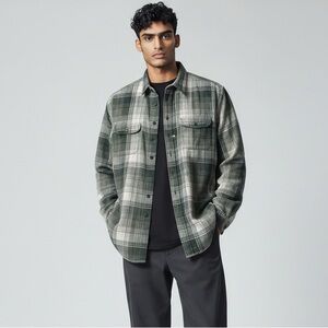 Eddie‎ Bauer Legend Men’s Plaid Flannel Shirt Green/Gray Bainbridge Plaid Size L